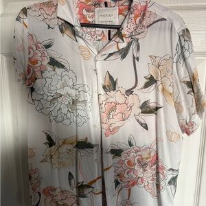 Cactus Floral Men's Shirt in White and Pink